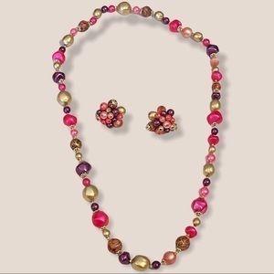 Vintage Japan Necklace and Clip Earrings